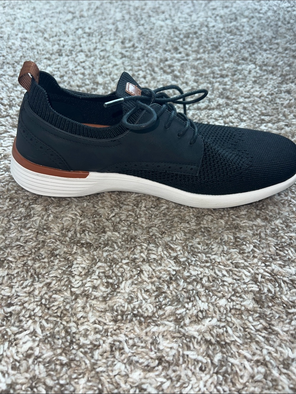NWOT! Coostar Black Knit Lace-Up Sneakers with Brown Accents sz 8 - Picture 5 of 12